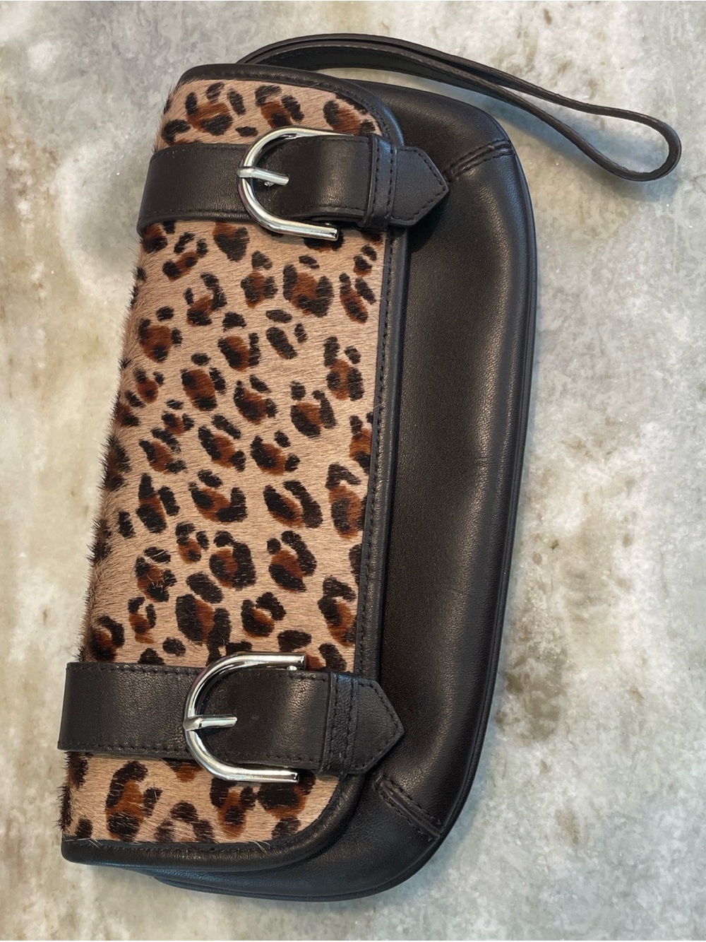 Ann Taylor Loft Brown Silver Cheetah Wallet Wristlet Clutch